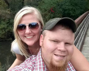 Peter Schultz (28) of Dakota, Illinois and his supportive girlfriend Katelyn.